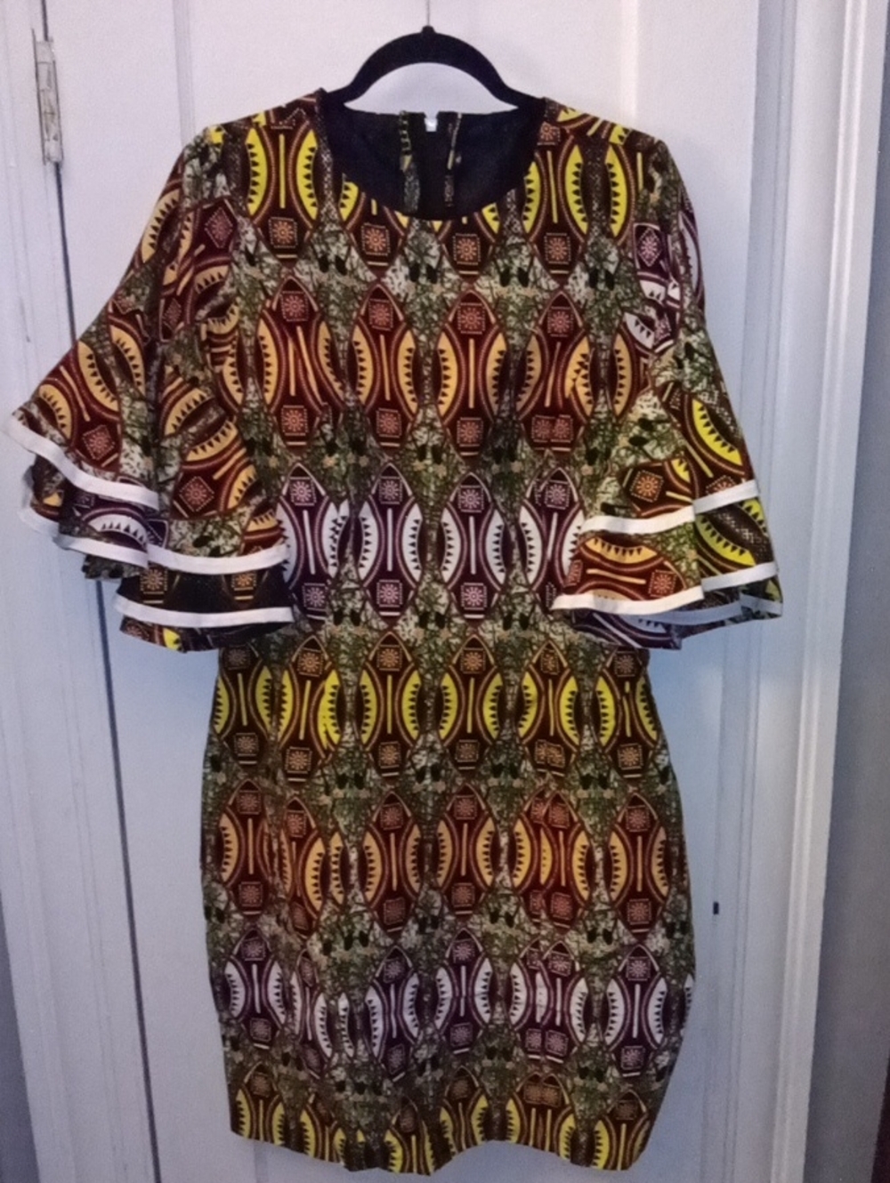 Printed Bell-Sleeve Multicolor Dress